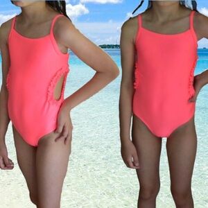 5/$20 Girls neon tangerine bathing suit